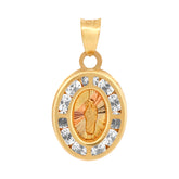 Medalla unisex en oro 10K con circonia